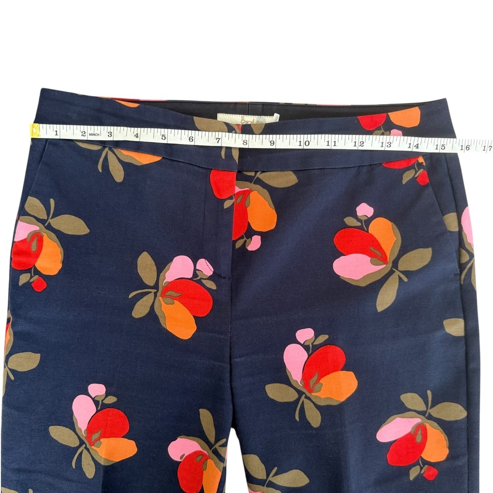 Boden Richmond Floral Pants Navy Blue Straight Leg Size 6R Trouser Preppy Spring - Picture 8 of 11